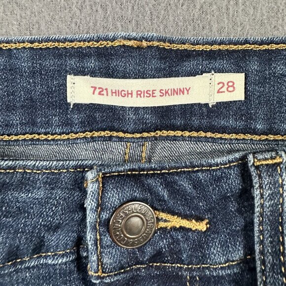 Levis 721 High Rise Skinny Jeans Womens 28 Blue Stretch Denim Slim Fit 28x32 - Picture 6 of 14